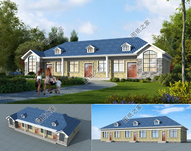 小戶型三戶聯(lián)排別墅房屋設計圖效果圖