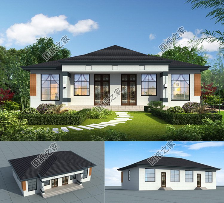 鄉(xiāng)村兄弟小戶型雙拼房屋效果圖