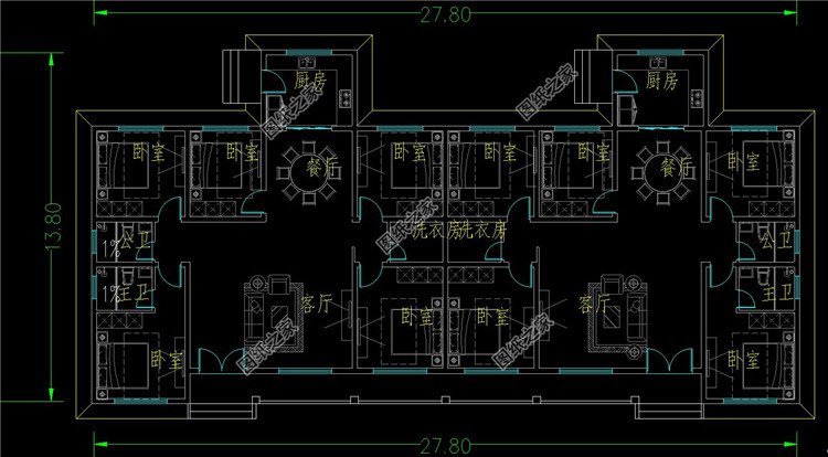 農(nóng)村一層雙拼自建別墅設(shè)計一層