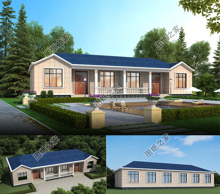 實用的一層雙拼鄉(xiāng)村別墅效果圖