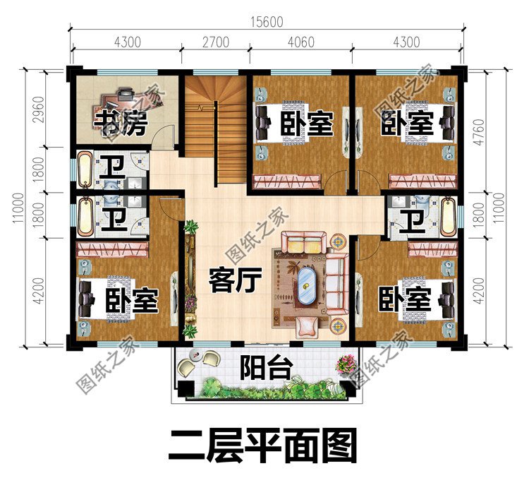中式二層對稱別墅設(shè)計圖