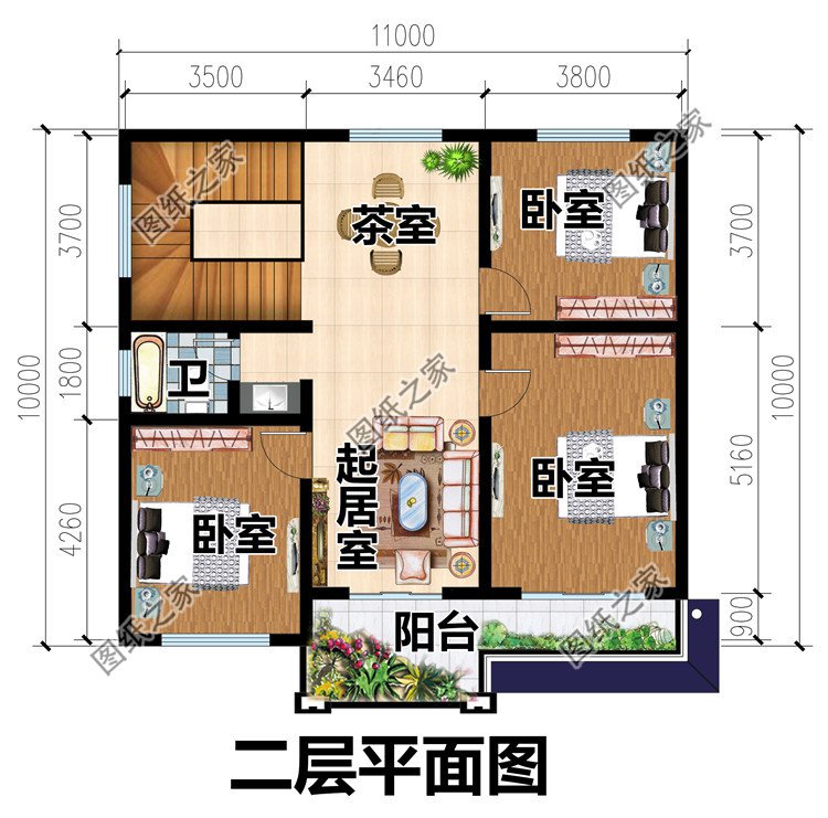 11×10米農(nóng)村二層別墅圖