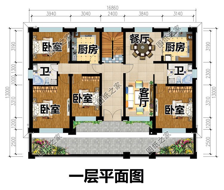 16.8x13米二層別墅設(shè)計