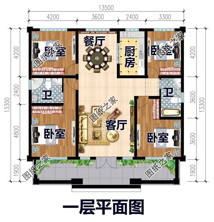 農(nóng)村小別墅一層設(shè)計(jì)圖紙