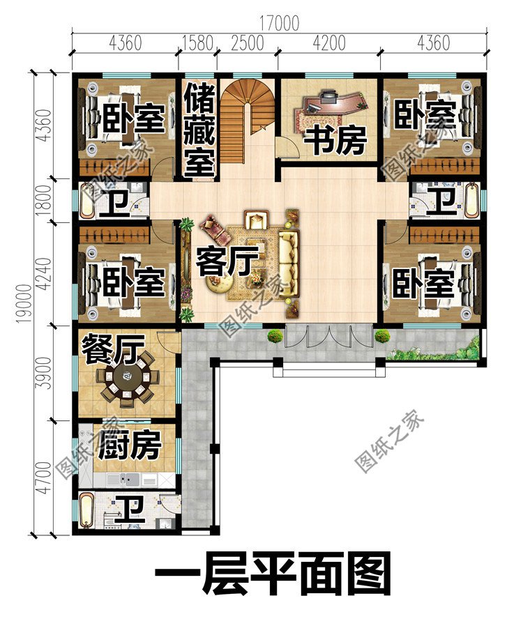 農(nóng)村七字形獨(dú)棟一層別墅設(shè)計(jì)