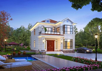 適合小面寬宅基地的兩開(kāi)間別墅設(shè)計(jì)圖，8.5米乘13.5米