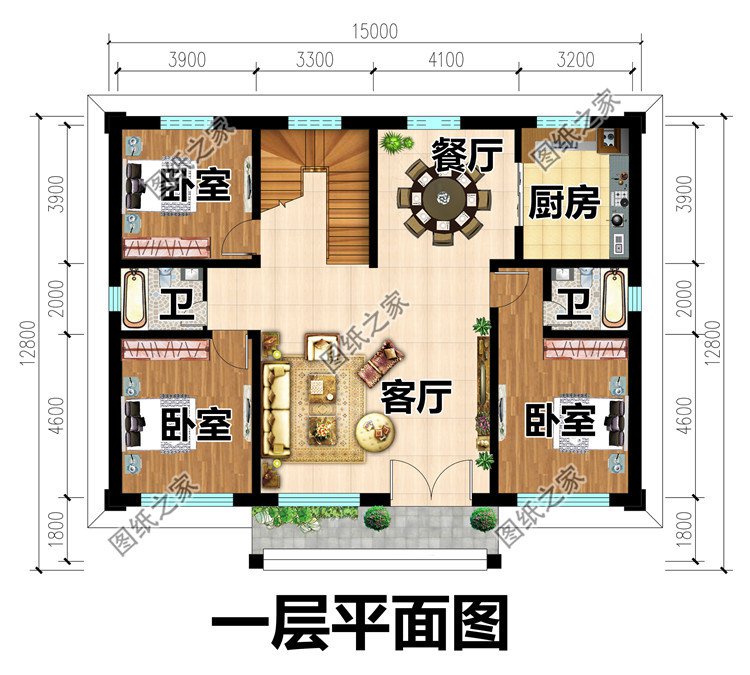 簡(jiǎn)約實(shí)用二層別墅設(shè)計(jì)圖一層