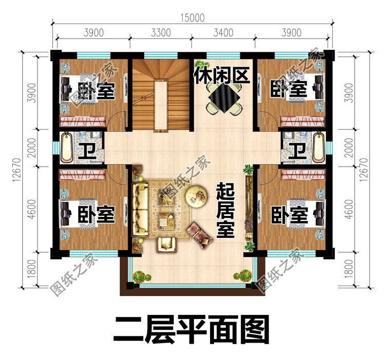 簡(jiǎn)約實(shí)用二層別墅設(shè)計(jì)圖二層