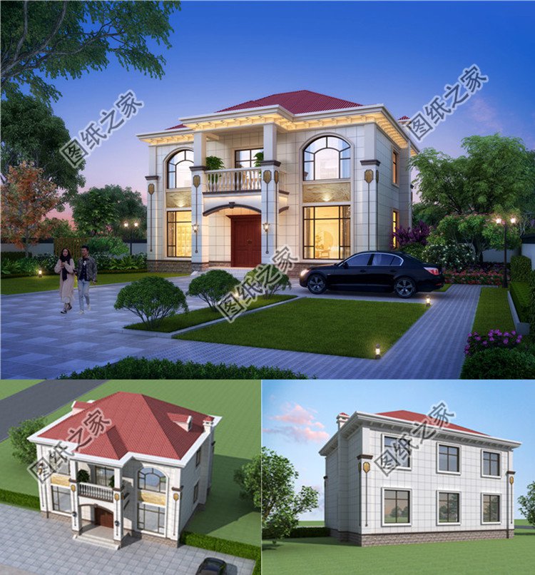 12x12米二層歐式別墅設計圖效果圖