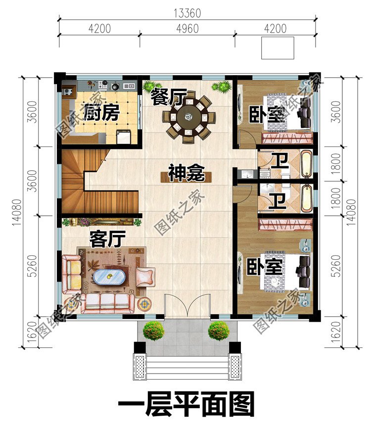 二層農(nóng)村別墅設(shè)計(jì)圖一層