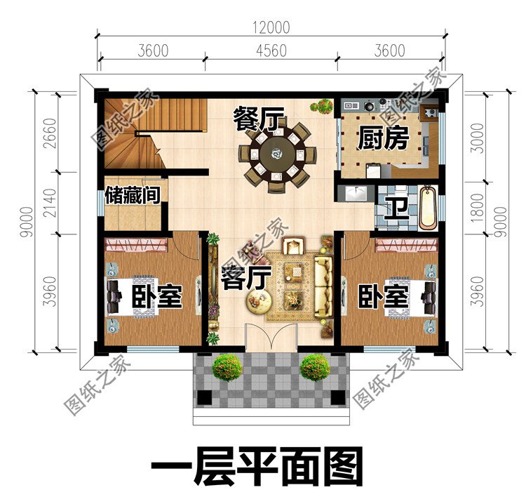農(nóng)村二層別墅設計方案一層