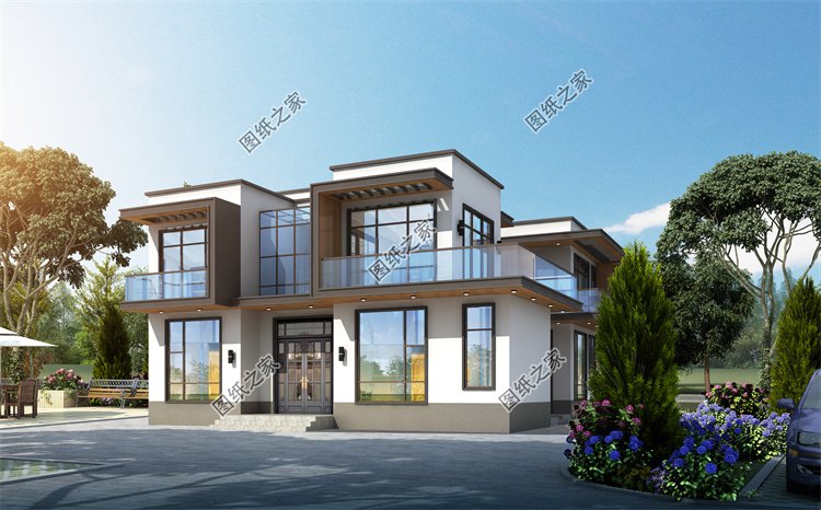 現(xiàn)代風(fēng)二層別墅效果圖設(shè)計(jì)案例