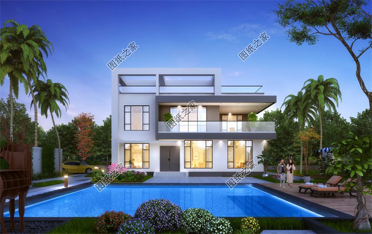 現(xiàn)代風(fēng)二層別墅效果圖設(shè)計(jì)案例