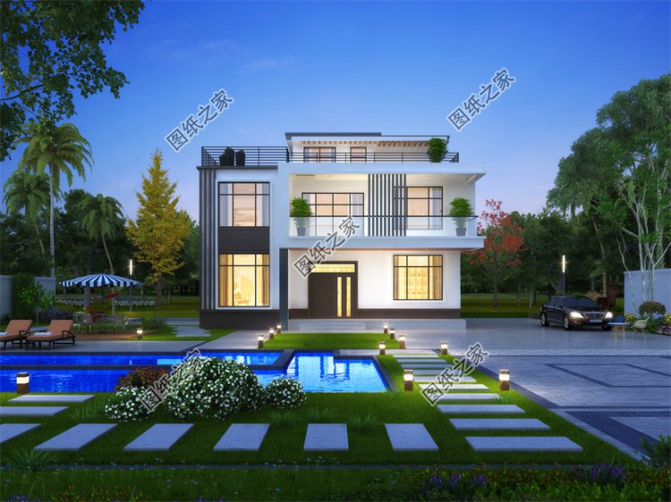 現(xiàn)代風(fēng)二層別墅效果圖設(shè)計(jì)案例