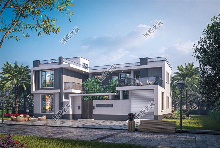 現(xiàn)代風(fēng)二層別墅效果圖設(shè)計(jì)案例