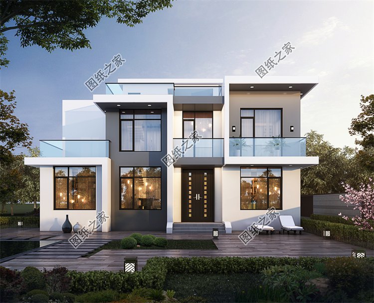 現(xiàn)代風(fēng)二層別墅效果圖設(shè)計(jì)案例