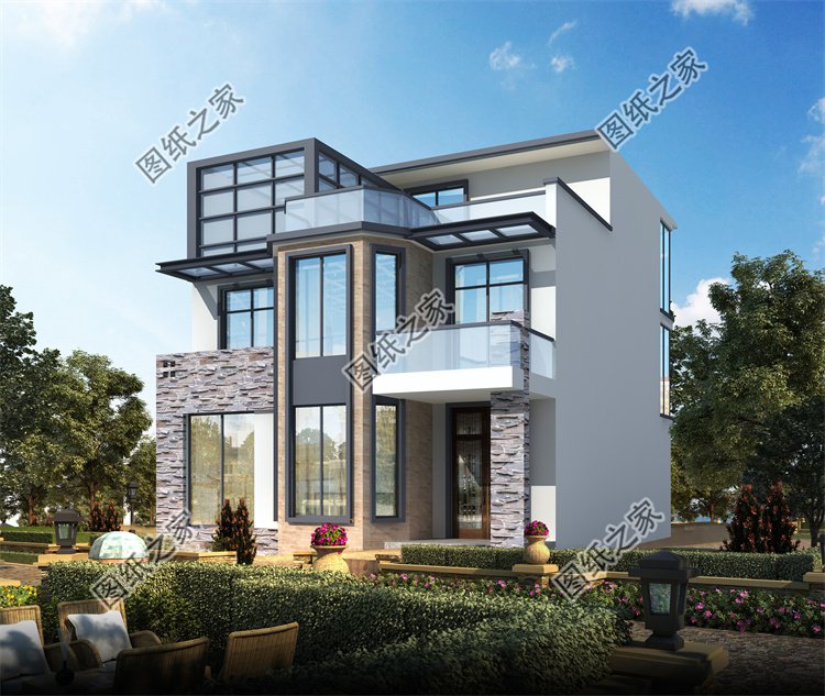 現(xiàn)代風(fēng)三層別墅效果圖設(shè)計(jì)案例