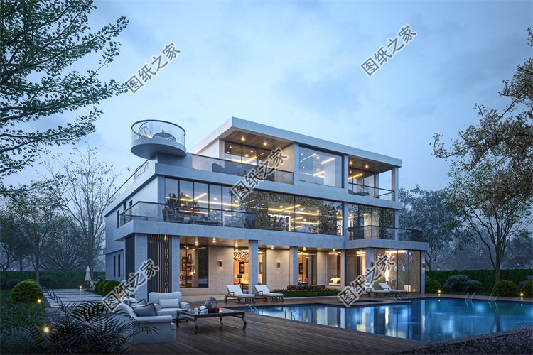 現(xiàn)代風(fēng)三層別墅效果圖設(shè)計(jì)案例