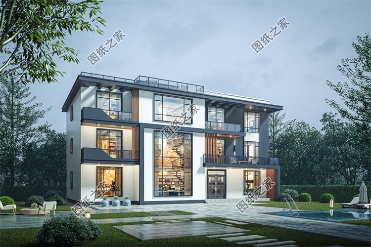 現(xiàn)代風(fēng)三層別墅效果圖設(shè)計(jì)案例