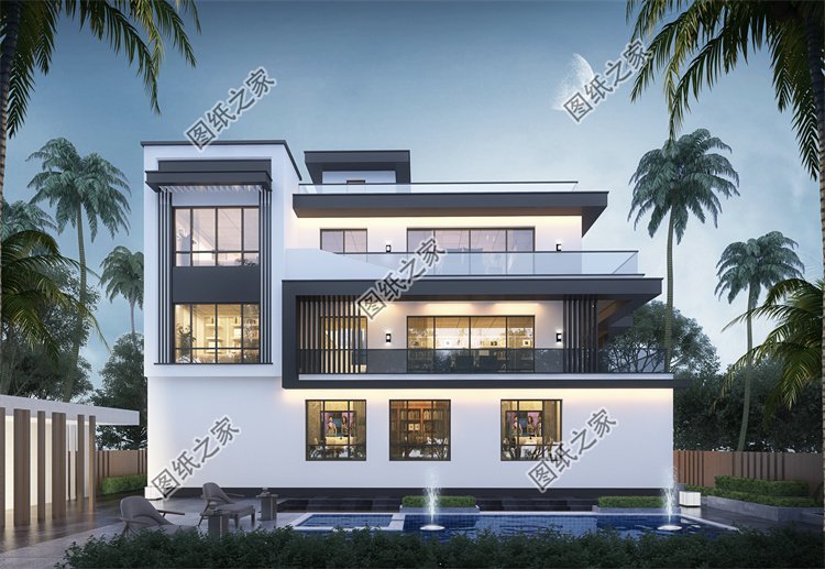 現(xiàn)代風(fēng)三層別墅效果圖設(shè)計(jì)案例