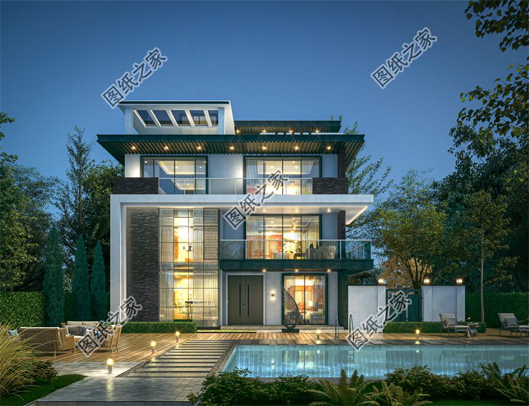 現(xiàn)代風(fēng)三層別墅效果圖設(shè)計(jì)案例