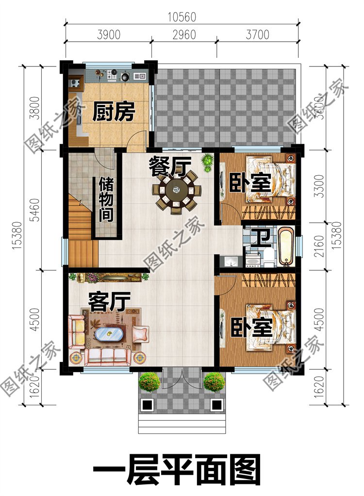 二層帶獨(dú)立廚房鄉(xiāng)村別墅設(shè)計