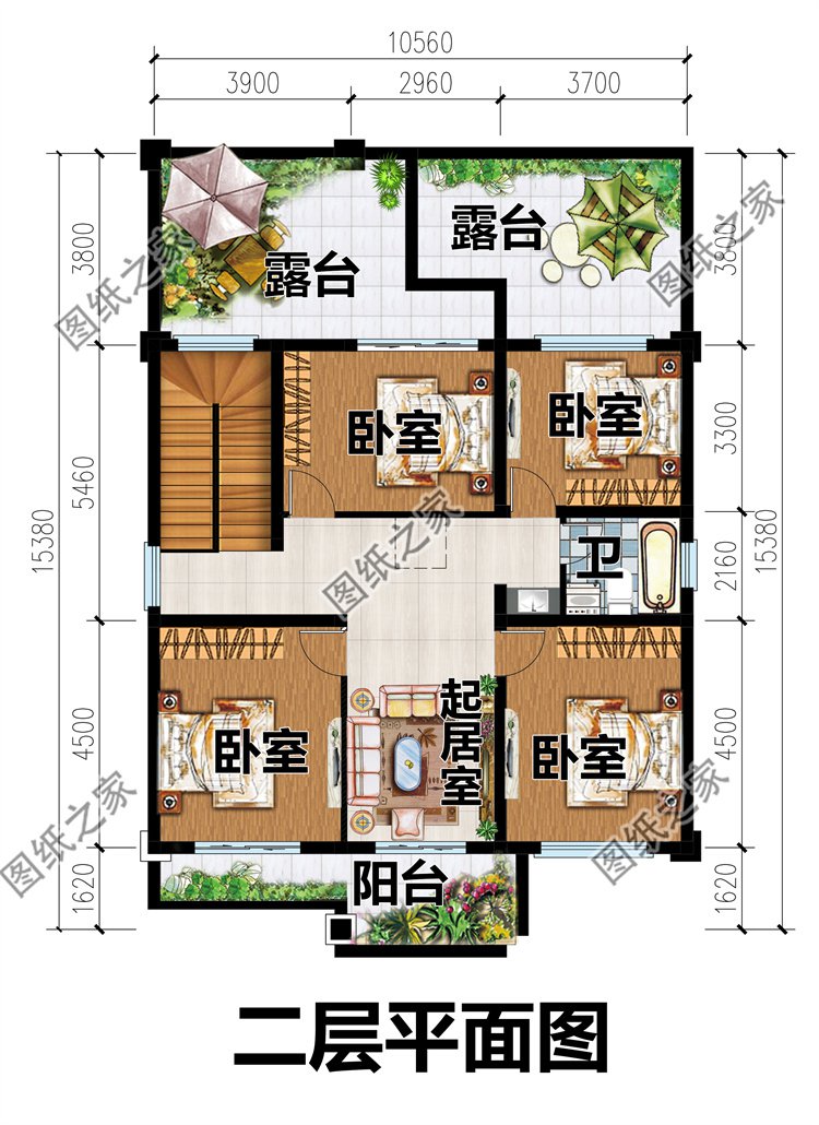 二層帶獨(dú)立廚房鄉(xiāng)村別墅設(shè)計