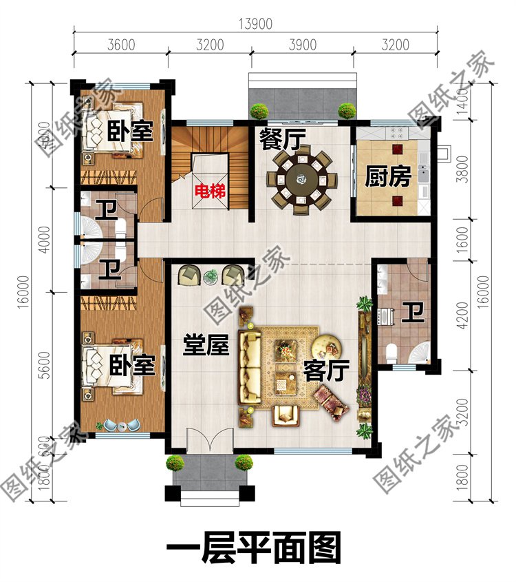 農村二層帶電梯別墅設計圖