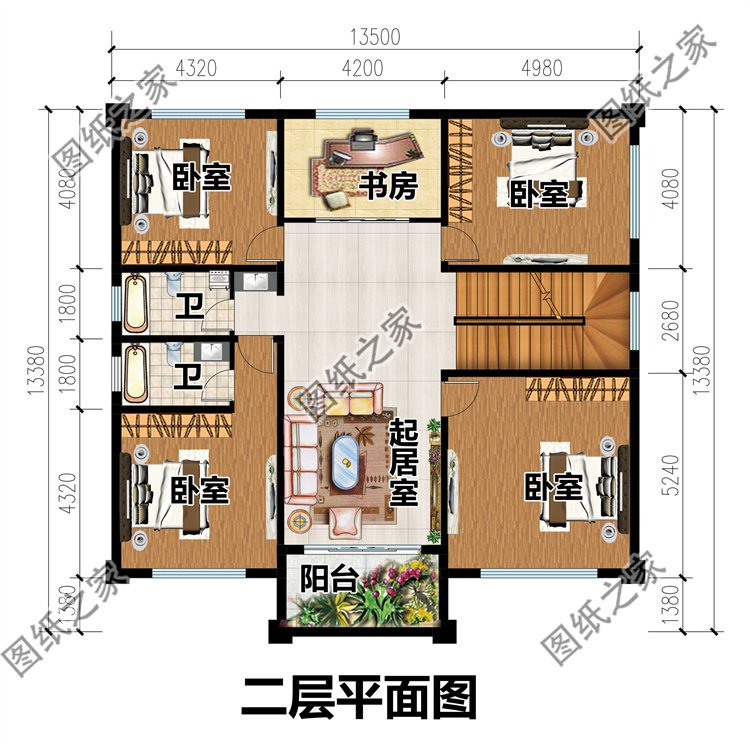 農(nóng)村三間二層別墅設(shè)計(jì)圖