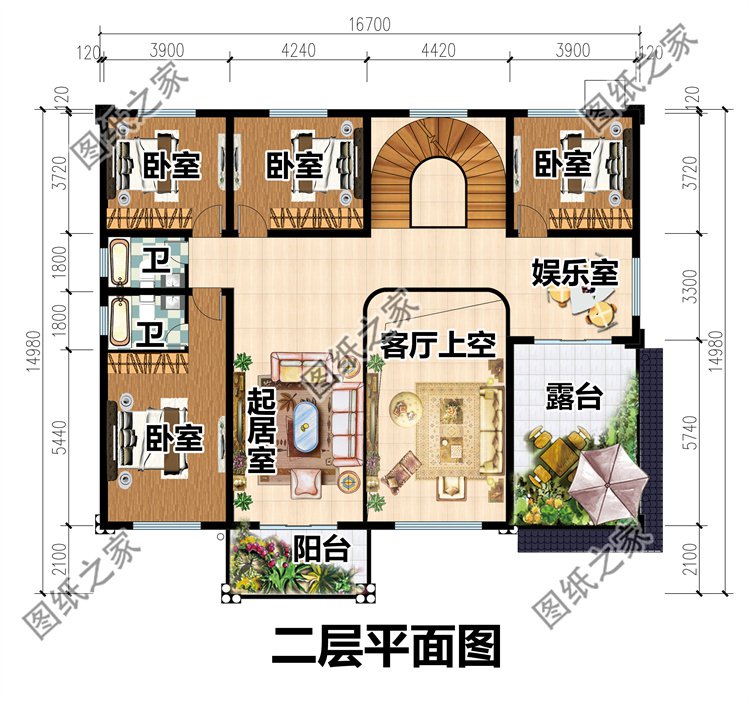 農(nóng)村四間二層別墅設(shè)計(jì)圖