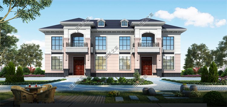 現(xiàn)代風(fēng)雙拼別墅效果圖設(shè)計(jì)案例