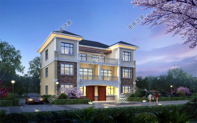 現(xiàn)代風(fēng)雙拼別墅效果圖設(shè)計(jì)案例