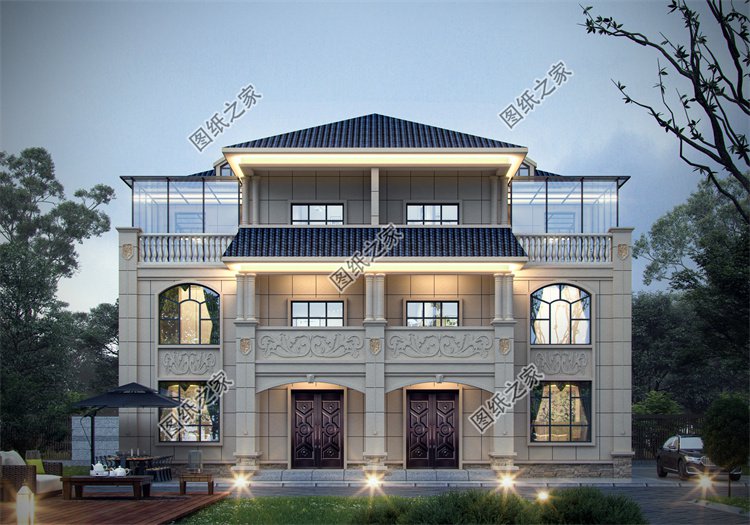 現(xiàn)代風(fēng)雙拼別墅效果圖設(shè)計(jì)案例