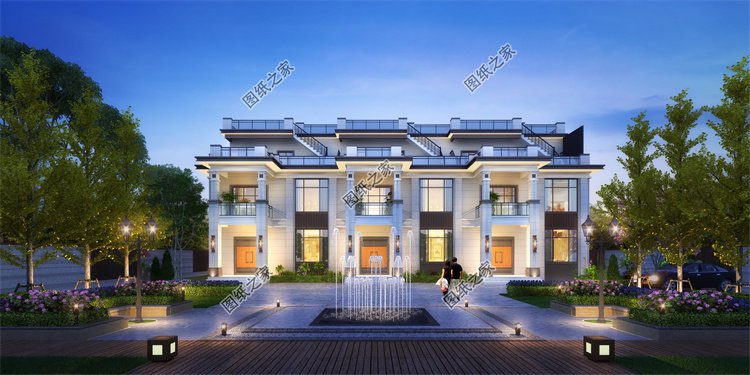 現(xiàn)代風(fēng)雙拼別墅效果圖設(shè)計(jì)案例