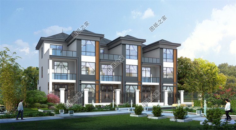 現(xiàn)代風(fēng)雙拼別墅效果圖設(shè)計(jì)案例