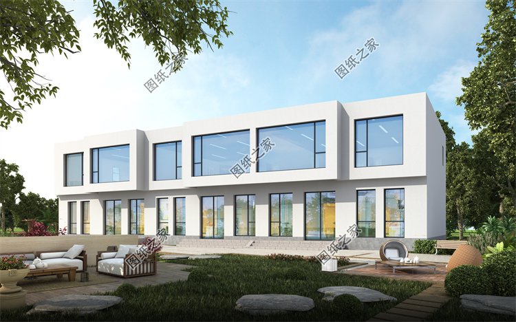 現(xiàn)代風(fēng)雙拼別墅效果圖設(shè)計(jì)案例