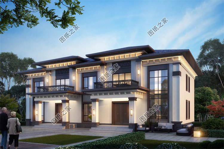 現(xiàn)代風(fēng)雙拼別墅效果圖設(shè)計(jì)案例
