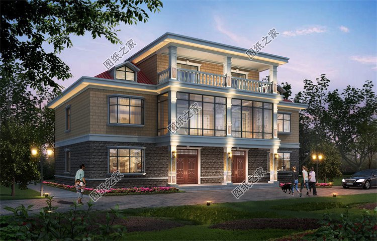 現(xiàn)代風(fēng)雙拼別墅效果圖設(shè)計(jì)案例