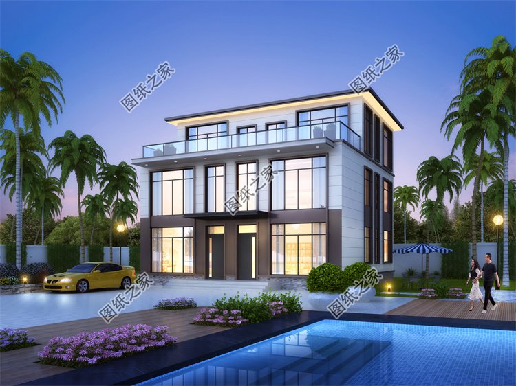 現(xiàn)代風(fēng)雙拼別墅效果圖設(shè)計(jì)案例