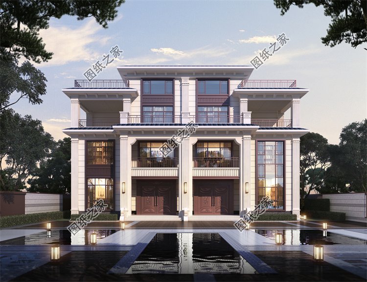 現(xiàn)代風(fēng)雙拼別墅效果圖設(shè)計(jì)案例