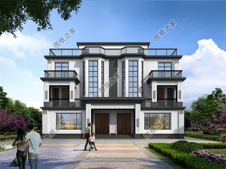 現(xiàn)代風(fēng)雙拼別墅效果圖設(shè)計(jì)案例