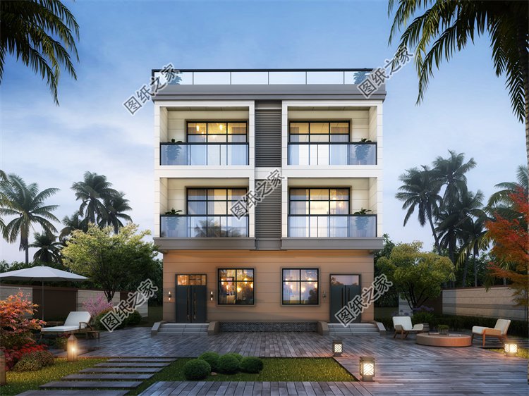 現(xiàn)代風(fēng)雙拼別墅效果圖設(shè)計(jì)案例