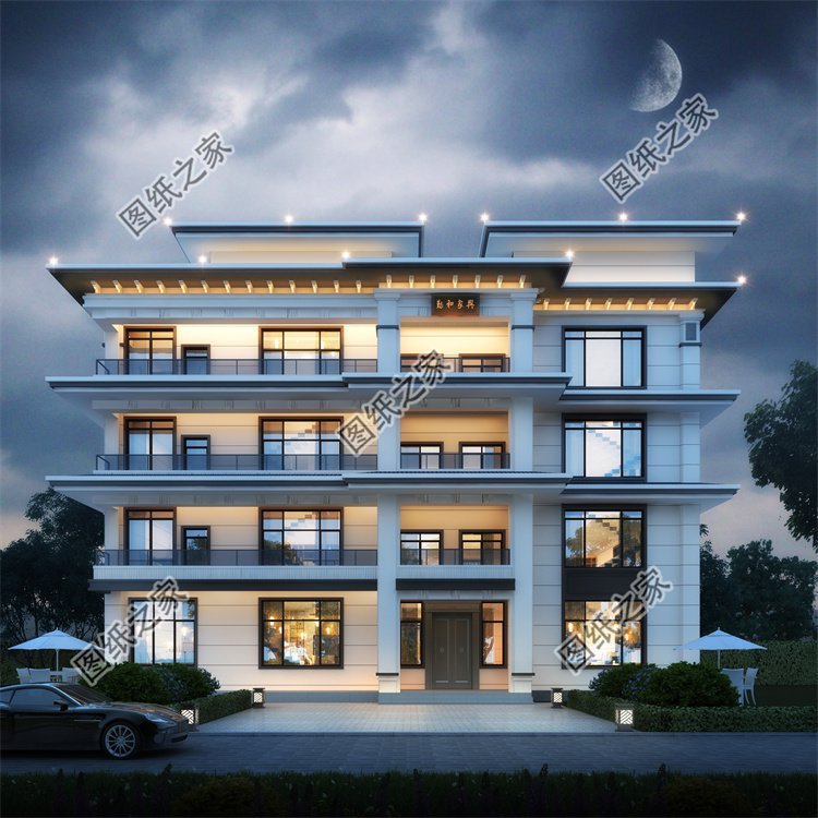 現(xiàn)代風(fēng)雙拼別墅效果圖設(shè)計(jì)案例