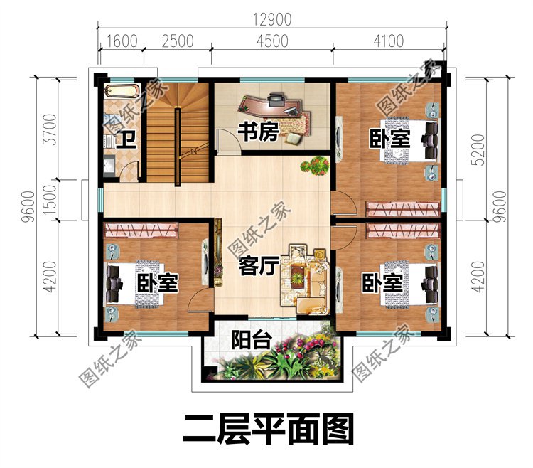 120平米二層別墅設(shè)計(jì)圖二層