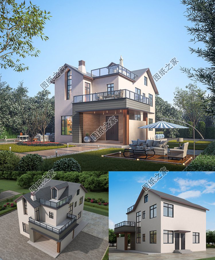 100平米二層小別墅設(shè)計方案效果圖