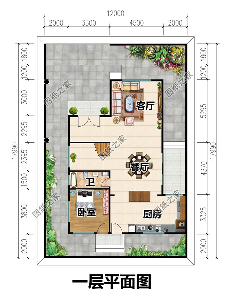 100平米二層小別墅設(shè)計方案一層