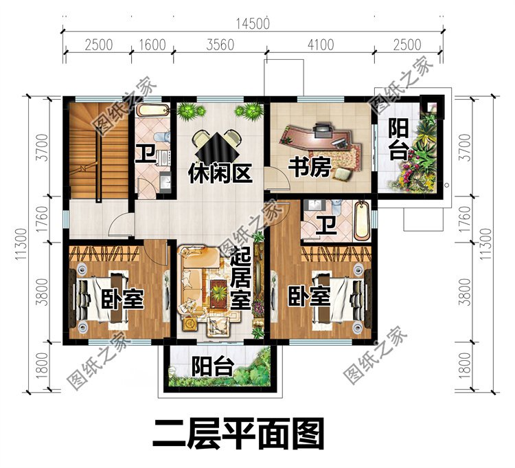三層獨(dú)棟別墅設(shè)計(jì)二層