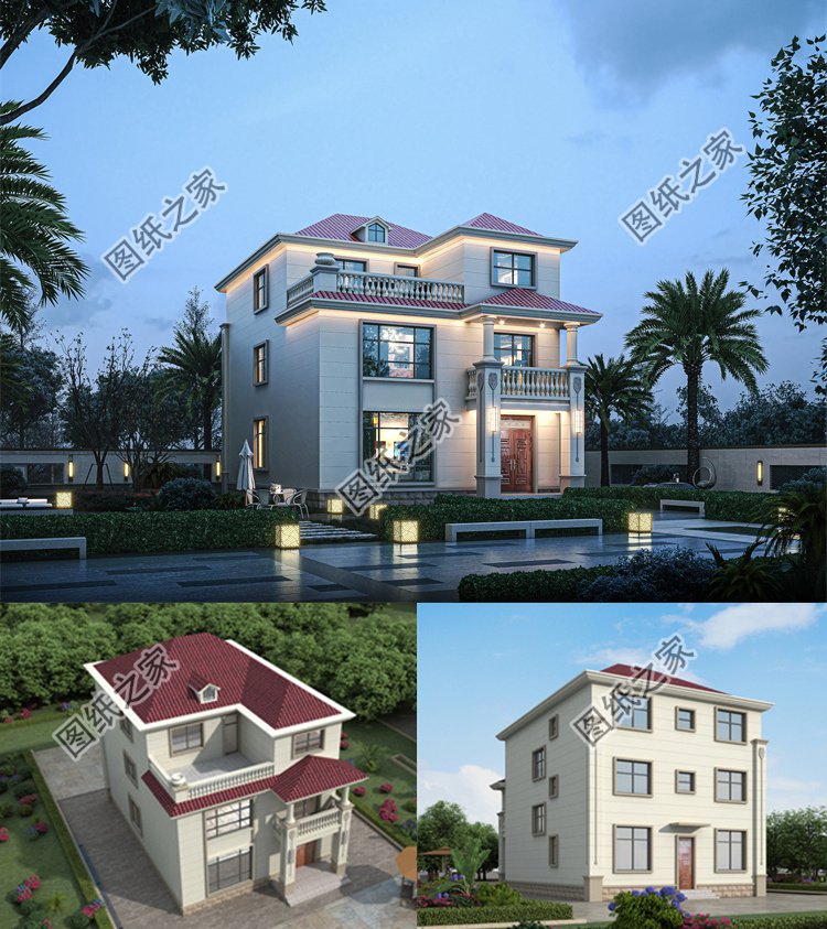 農(nóng)村三層經(jīng)濟(jì)別墅效果圖