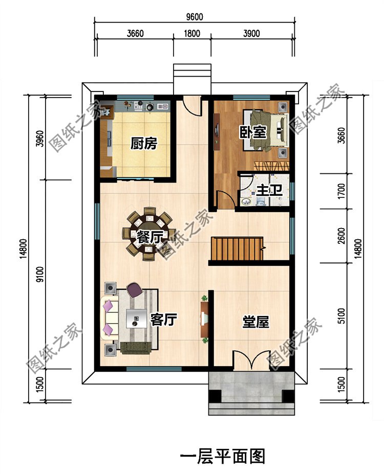 農(nóng)村三層經(jīng)濟(jì)別墅一層