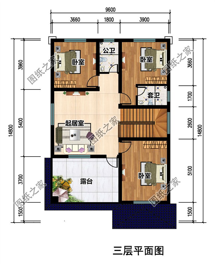 農(nóng)村三層經(jīng)濟(jì)別墅三層